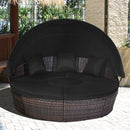Premium Black Outdoor Patio Rattan Daybed Sofa W/ Adjustable Table Top, Canopy & 3 Pillows, 76'' (92534186) - Full View