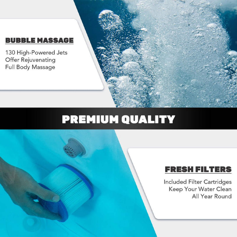 Premium Blow Up 6 Person Sauna Pool Hot Tub With 130 Jets, 7FT (SAK63510) - Saksby Wholesale -  Features View