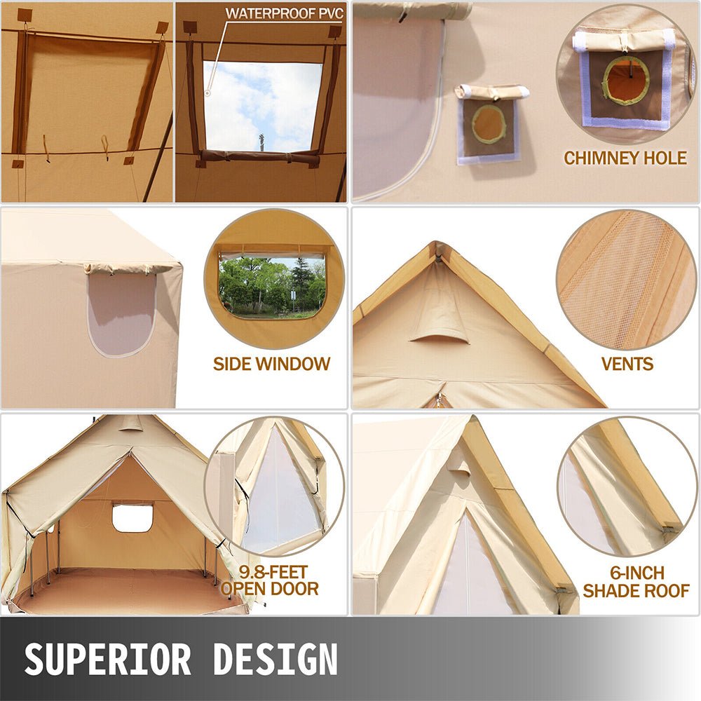 Premium Canvas Frame Fire Water Camping Wall Hunting Tent, 12x14' (92461382) - SAKSBY.com - Yurt Tent - SAKSBY.com