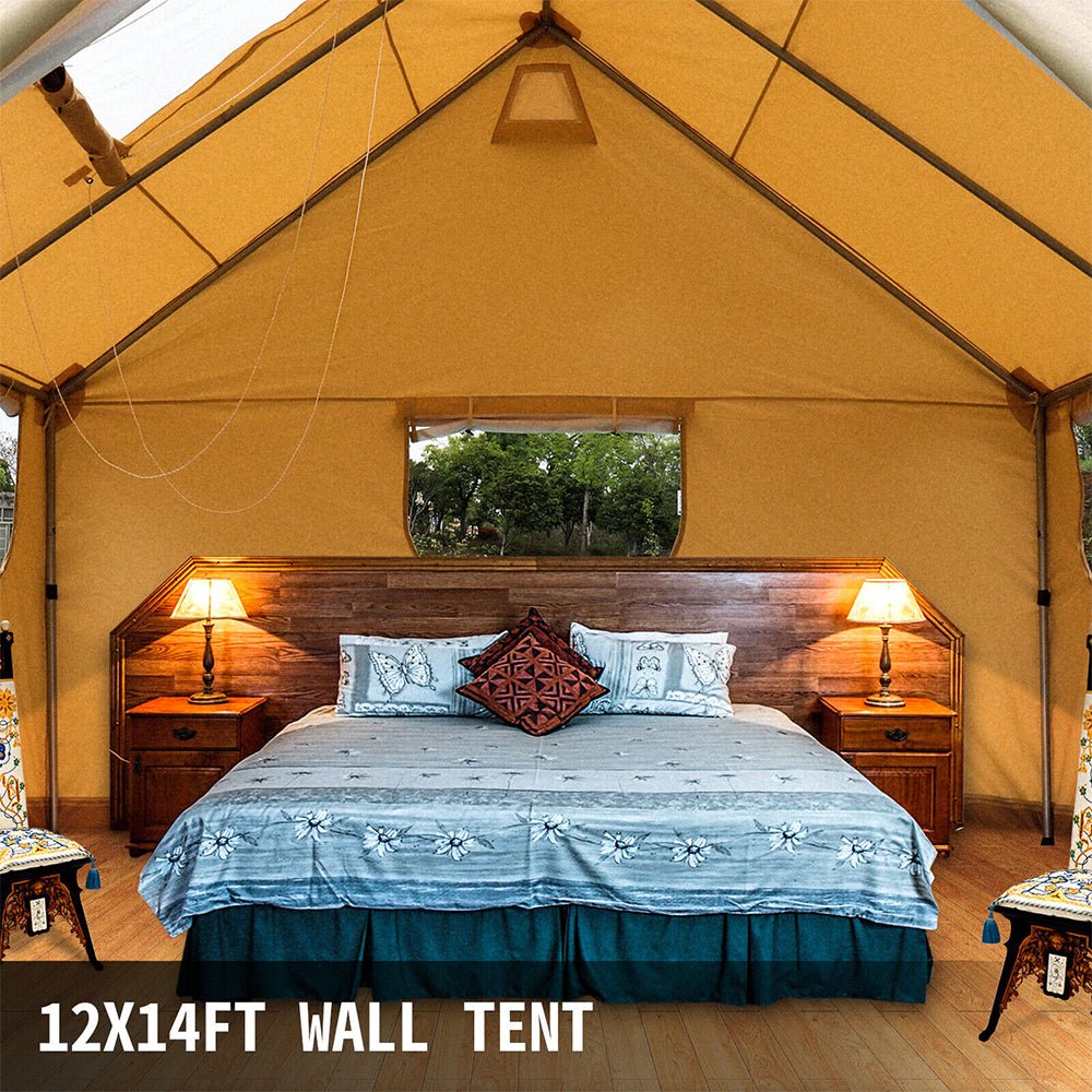 Premium Canvas Frame Fire Water Camping Wall Hunting Tent, 12x14' (92461382) - SAKSBY.com - Yurt Tent - SAKSBY.com