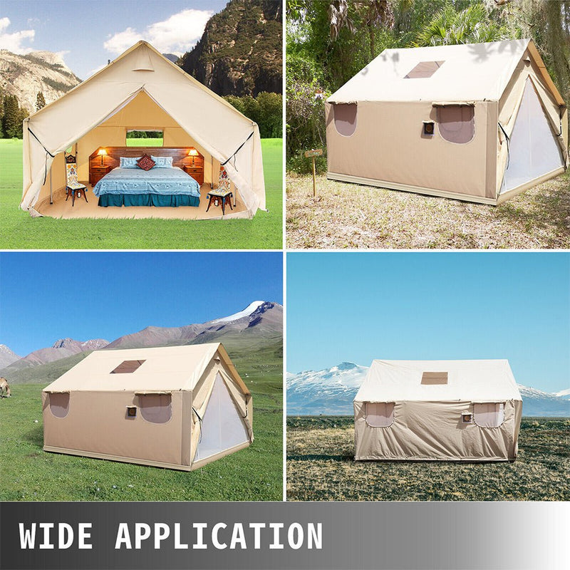 Premium Canvas Frame Fire Water Camping Wall Hunting Tent, 12x14' (92461382) - SAKSBY.com - Yurt Tent - SAKSBY.com