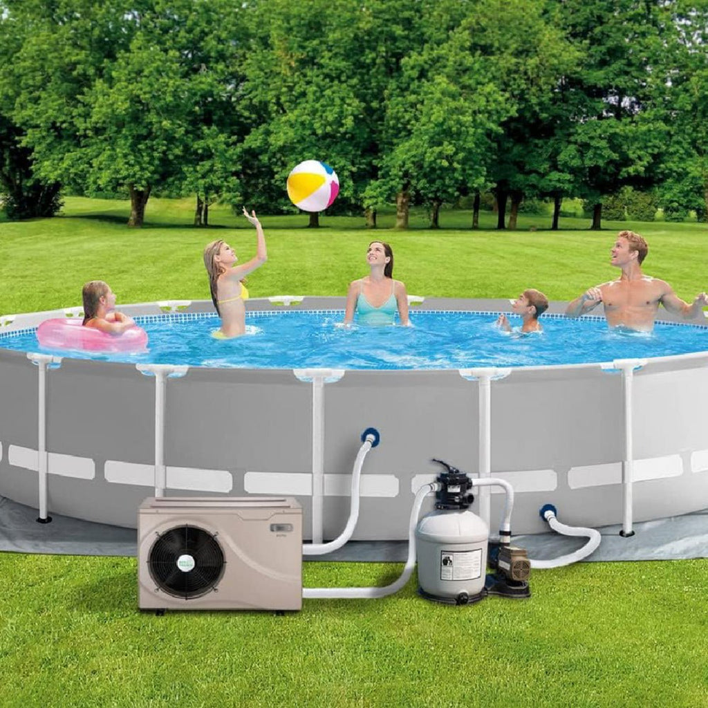Premium Electric Backyard Swimming Pool Heater Pump For Above And Inground Pools, 6500 Gallons (SAK93571) - Saksby Wholesale - Lifestyle View