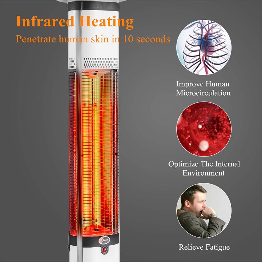 Premium Electric Outdoor Carbon Tube Infrared Patio Heater With 3 Power Levels (96417582) - SAKSBY.com - Patio Heaters - SAKSBY.com