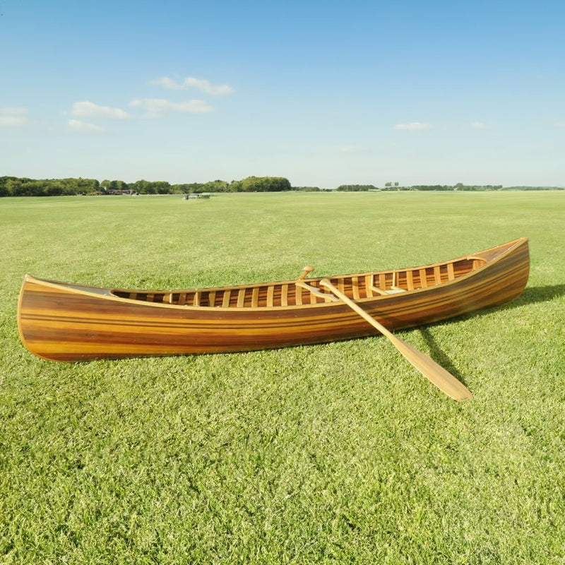 Premium Elegant Matte Finish Wooden Canoe With Ribs & Curved Bow (91647253) - SAKSBY.com - Canoes - SAKSBY.com