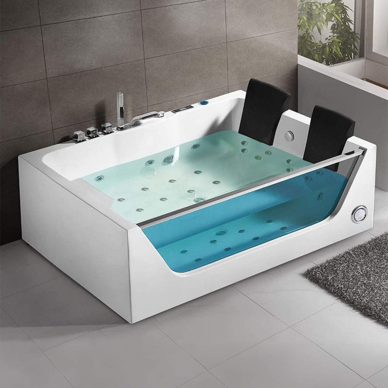 Premium Freestanding Rectangular Hydromassage Soaking Spa Bathtub, 71" (SAK28534) - Saksby Wholesale - Lifestyle Left Vie