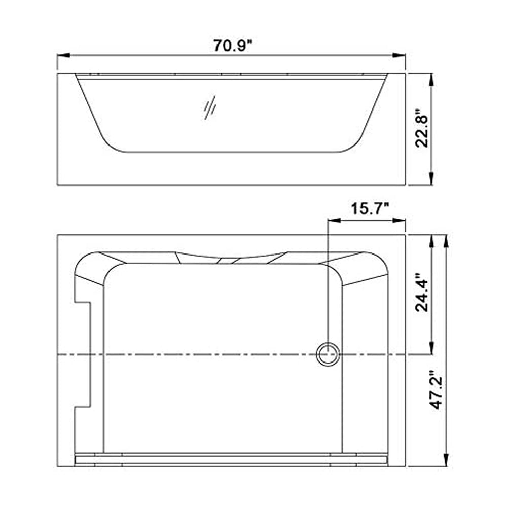 ‎Premium Freestanding Rectangular Hydromassage Soaking Spa Bathtub, 71" (96128534) - SAKSBY.com - Bathtubs - SAKSBY.com
