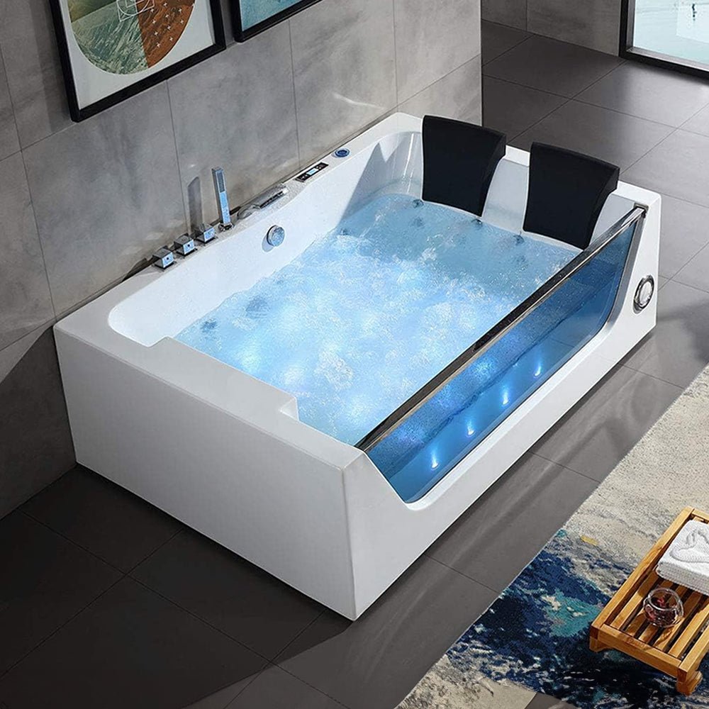‎Premium Freestanding Rectangular Hydromassage Soaking Spa Bathtub, 71" (96128534) - SAKSBY.com - Bathtubs - SAKSBY.com