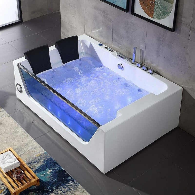 ‎Premium Freestanding Rectangular Hydromassage Soaking Spa Bathtub, 71" (96128534) - SAKSBY.com - Bathtubs - SAKSBY.com