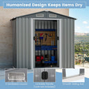 Premium Garden Galvanized Steel Storage Shed W/ Lockable Sliding Doors, 6x4' (SAK75842) - Saksby Wholesale - Features View
