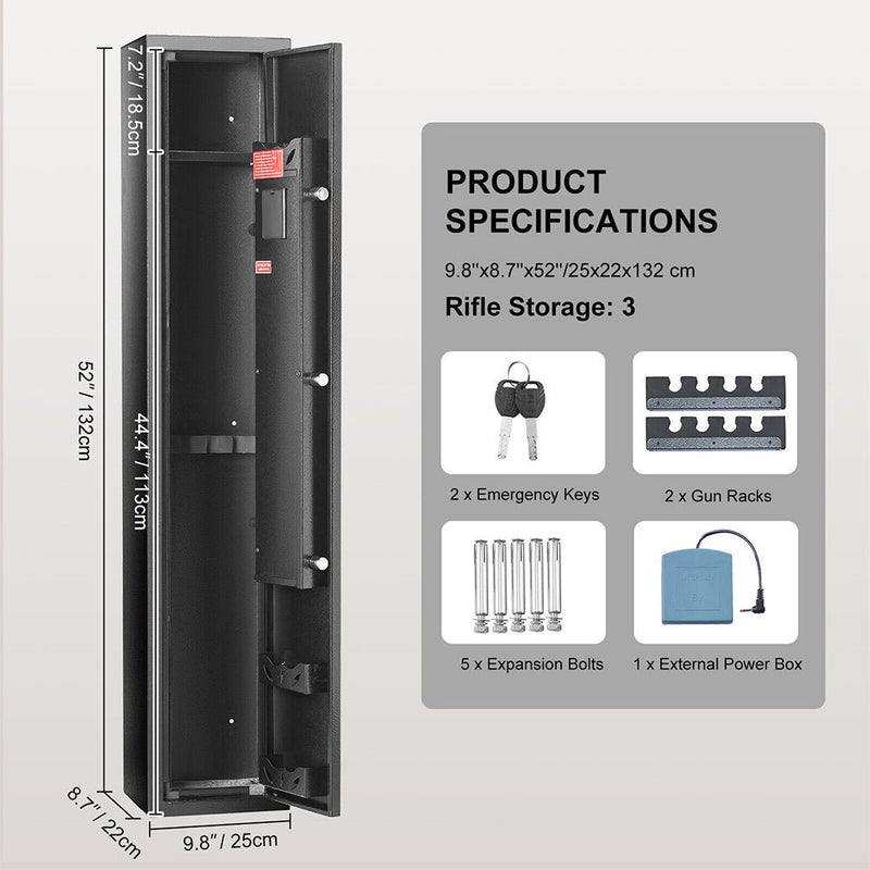 Premium Heavy Duty 3 Rifle Home Gun Safe With Digital Keypad And Lock, 52" (97425183) - SAKSBY.com - Demonstration View