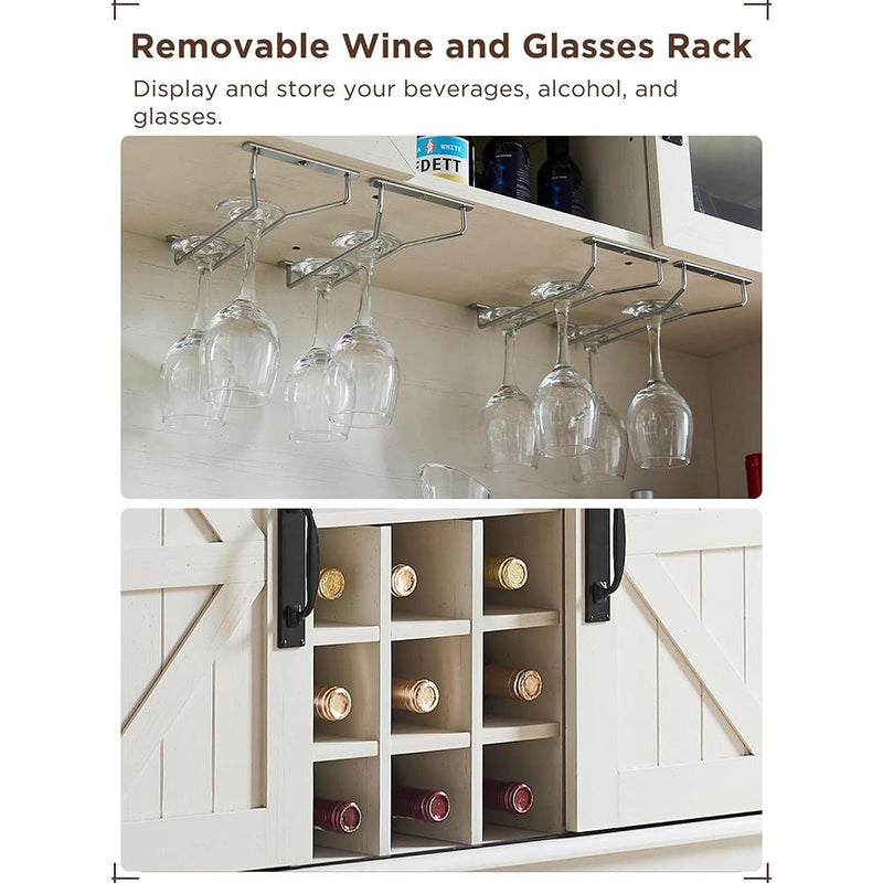 Premium Home Bar Wine Cabinet W/ Sliding Barn Door, 72" (97631842) - SAKSBY.com - Entertainment Centers & TV Stands - SAKSBY.com