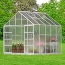 Premium Outdoor Aluminum Walk-In Greenhouse With Polycarbonate Panels & Sliding Doors, Side View