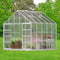 Premium Outdoor Aluminum Walk-In Greenhouse With Polycarbonate Panels & Sliding Doors, Side View