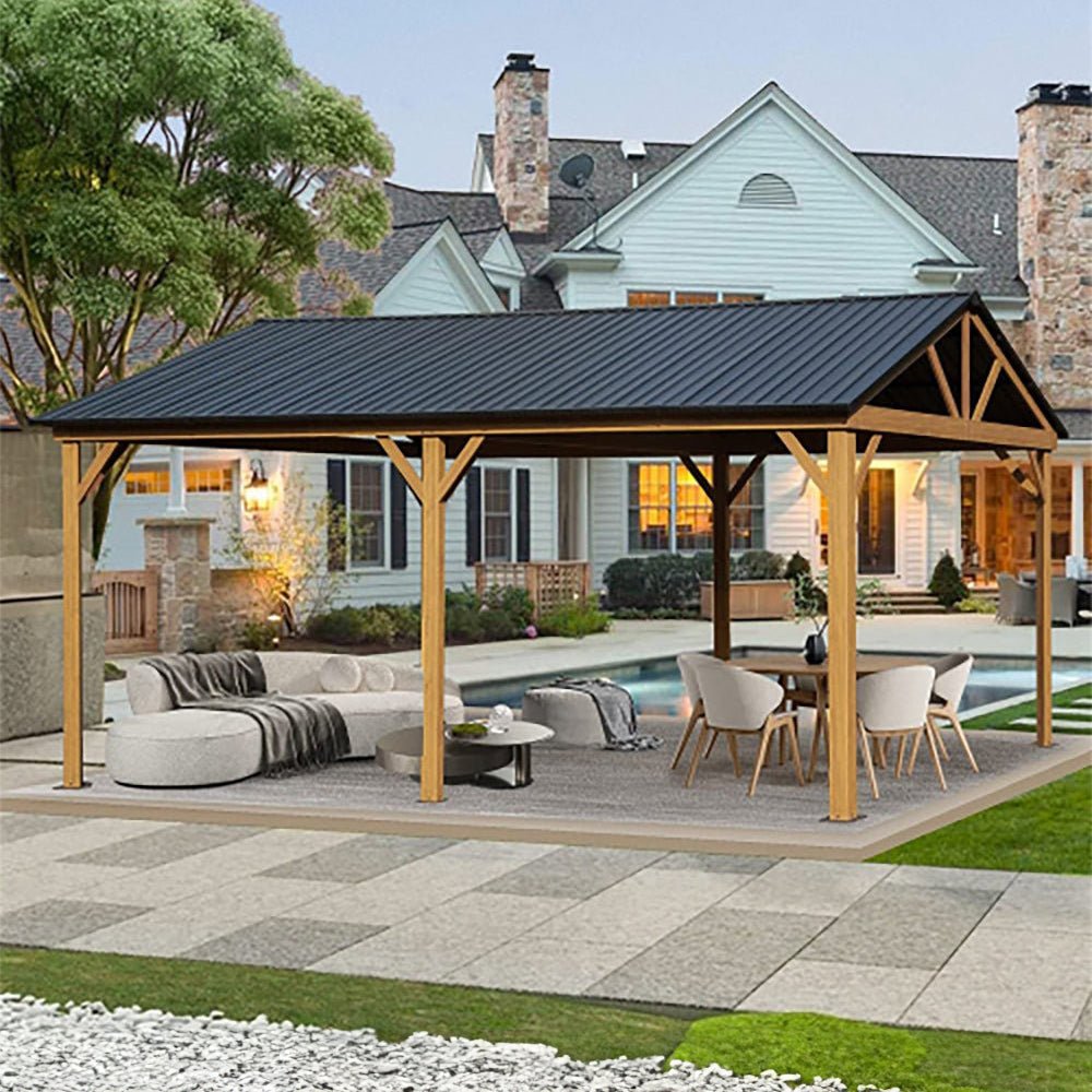Premium Outdoor Double-Layer Galvanized Steel Hardtop Gazebo Pergola For Patio, 20x12x10FT (92475381) - Demonstration View
