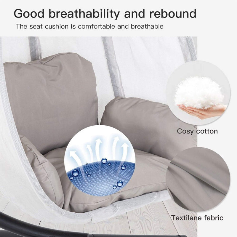 Premium Outdoor Hammock Egg Swing Chair With Stand, 70" (SAK42317) - Saksby Wholesale - Cushion Features View