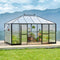 Premium Outdoor Polycarbonate Greenhouse With Aluminum Frame And Double Swing Doors, 14x10x9FT (93841752) - Front View