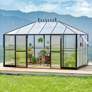 Premium Outdoor Polycarbonate Greenhouse With Aluminum Frame And Double Swing Doors, 14x10x9FT (93841752) - Front View