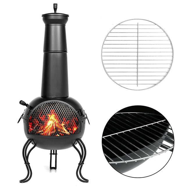 Premium Outdoor Wood Burning Cast Iron Chimenea Fireplace, 45'' - SAKSBY.com - Fire Pits - SAKSBY.com