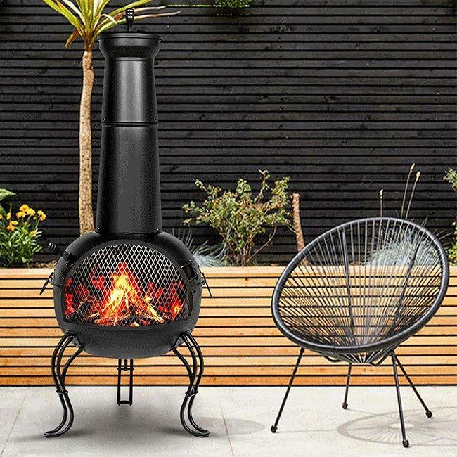 Premium Outdoor Wood Burning Cast Iron Chimenea Fireplace, 45'' - SAKSBY.com - Fire Pits - SAKSBY.com