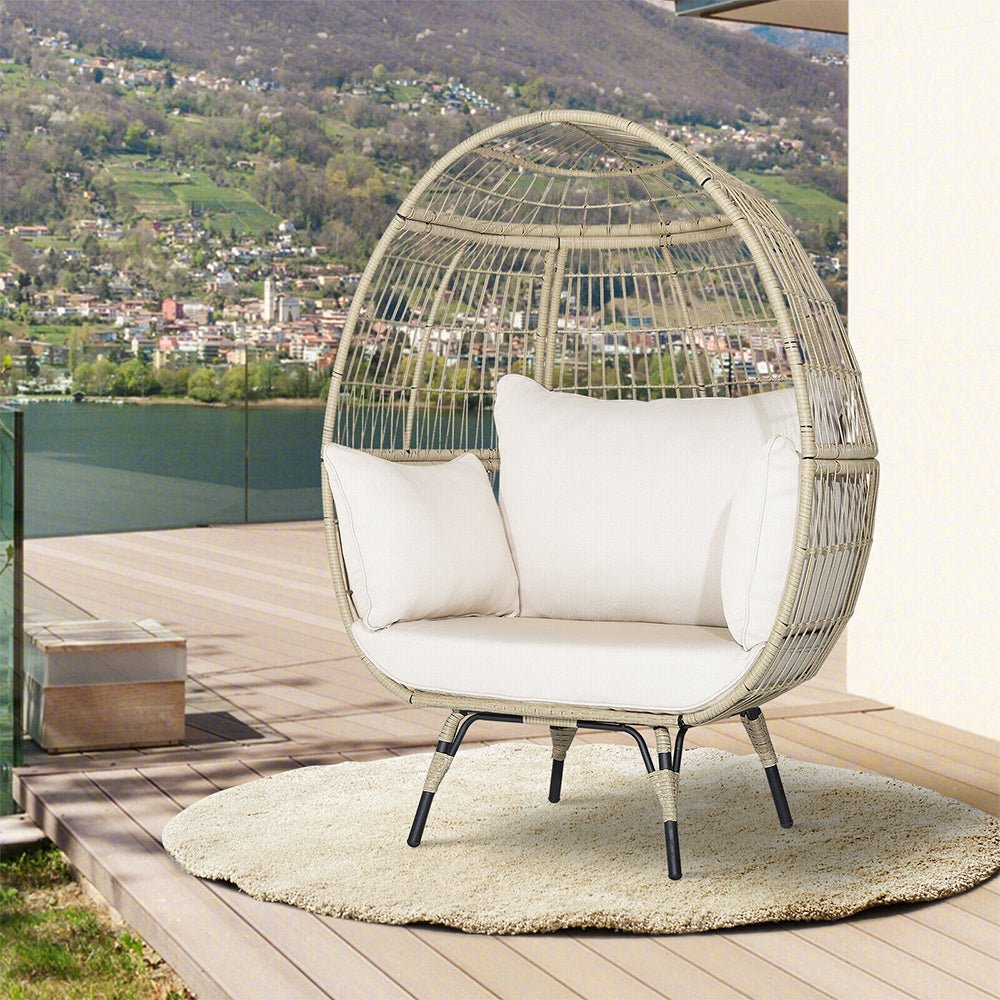 Premium Oversized Rattan Patio Egg Lounge Chair Basket With Cushions, 57" (95761284) - SAKSBY.com - Egg Chair - SAKSBY.com