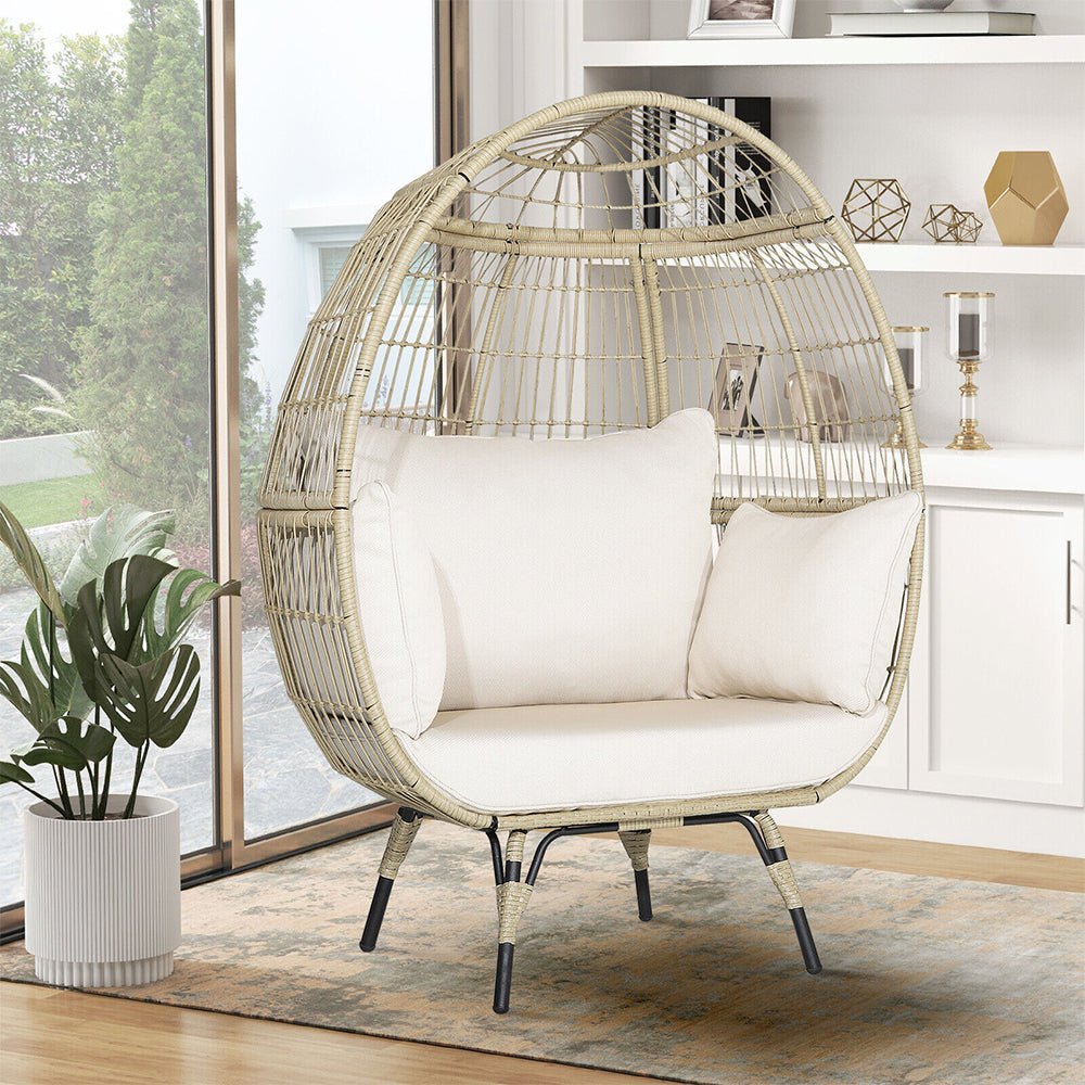 Premium Oversized Rattan Patio Egg Lounge Chair Basket With Cushions, 57" (95761284) - SAKSBY.com - Egg Chair - SAKSBY.com