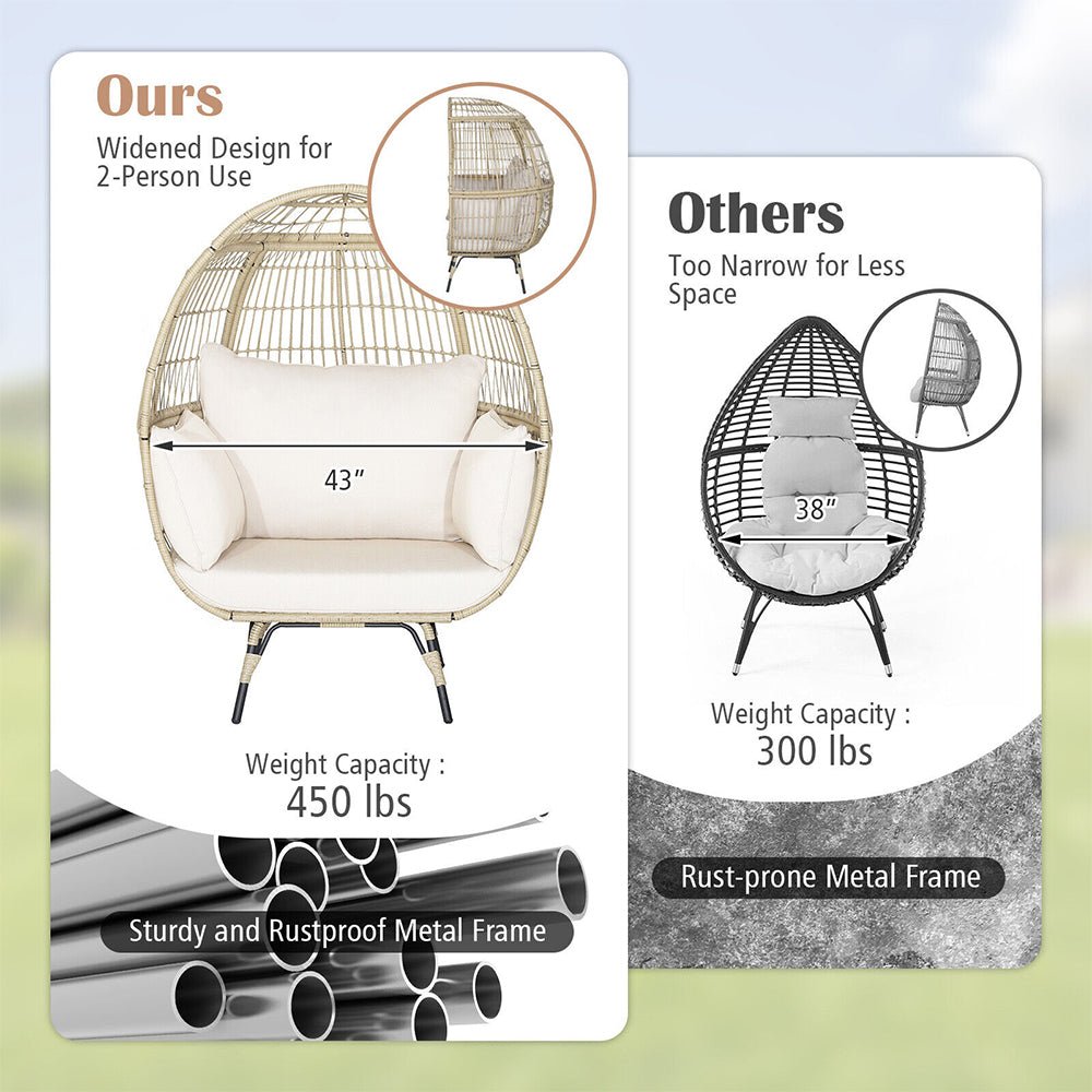 Premium Oversized Rattan Patio Egg Lounge Chair Basket With Cushions, 57" (95761284) - SAKSBY.com - Egg Chair - SAKSBY.com