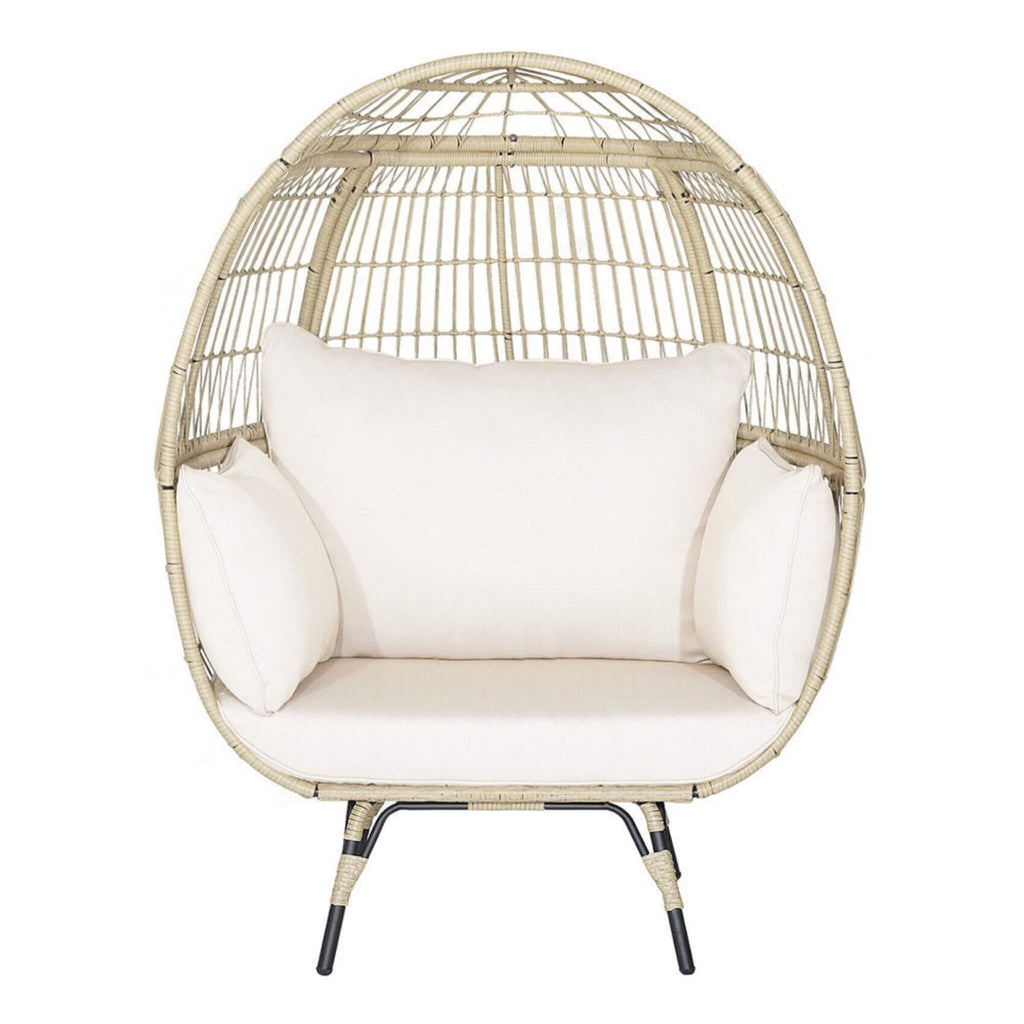 Premium Oversized Rattan Patio Egg Lounge Chair Basket With Cushions, 57" (SAK91684) - Saksby Wholesale - Front View