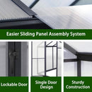 [06x12FT] Premium Polycarbonate Gray Walk-In Greenhouse Kit With Adjustable Vent And Lockable Door (SAK35264) - Saksby Wholesale - Assembly System View 