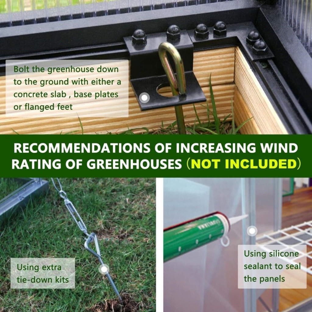 [06x12FT] Premium Polycarbonate Gray Walk-In Greenhouse Kit With Adjustable Vent And Lockable Door (SAK35264) - Saksby Wholesale - Details View