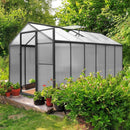 [06x12FT] Premium Polycarbonate Gray Walk-In Greenhouse Kit With Adjustable Vent And Lockable Door (SAK35264) - Saksby Wholesale - Front Left View 
