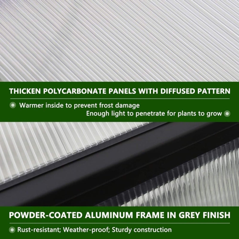 [06x12FT] Premium Polycarbonate Gray Walk-In Greenhouse Kit With Adjustable Vent And Lockable Door (SAK35264) - Saksby Wholesale - Pattern View 
