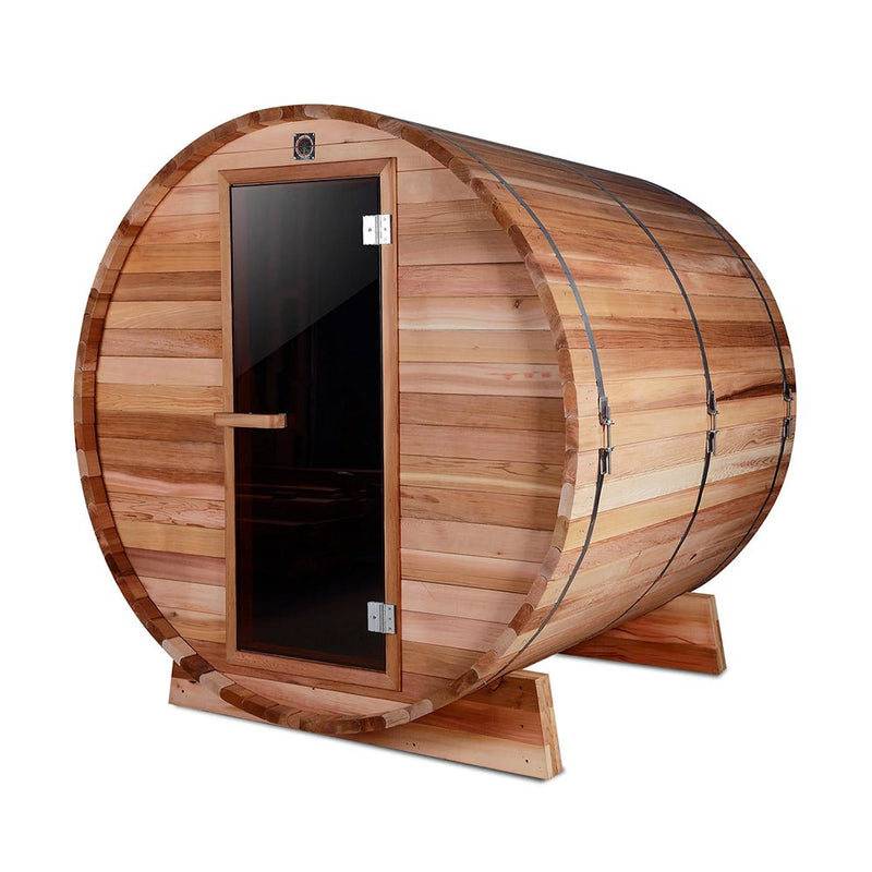 Premium Red Cedar 4-Person Barrel Sauna With Heater Guard And Towel Rack (97538641) - SAKSBY.com - Saunas - SAKSBY.com