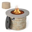 Premium Round Outdoor Propane Patio Gas Fire Pit Table W/ Lava Rock & Cover, 36" (98524173) - Front View