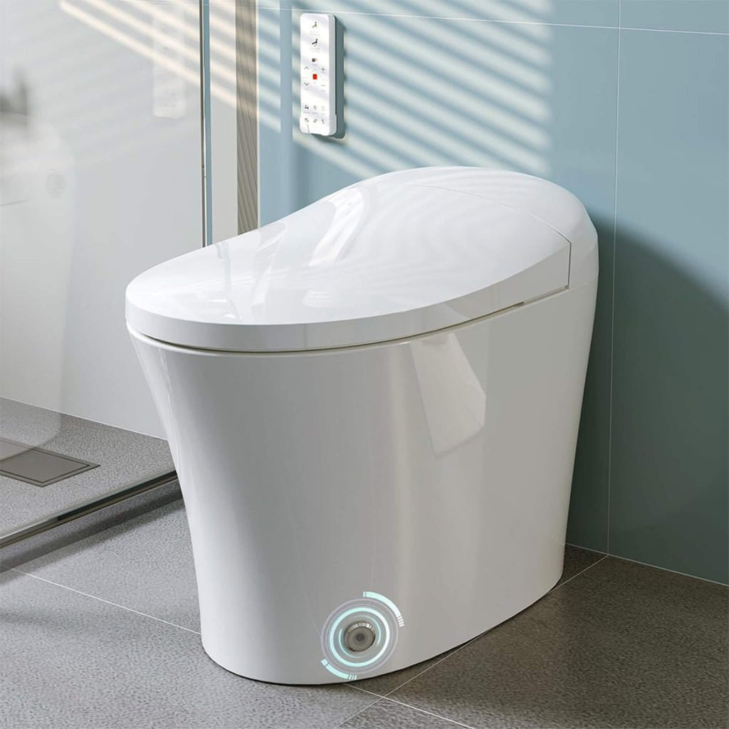 Premium Smart Heated Tankless Bidet Toilet With Dual Flush System (SAK10485) - Saksby Wholesale - Lifestyle Front Left View