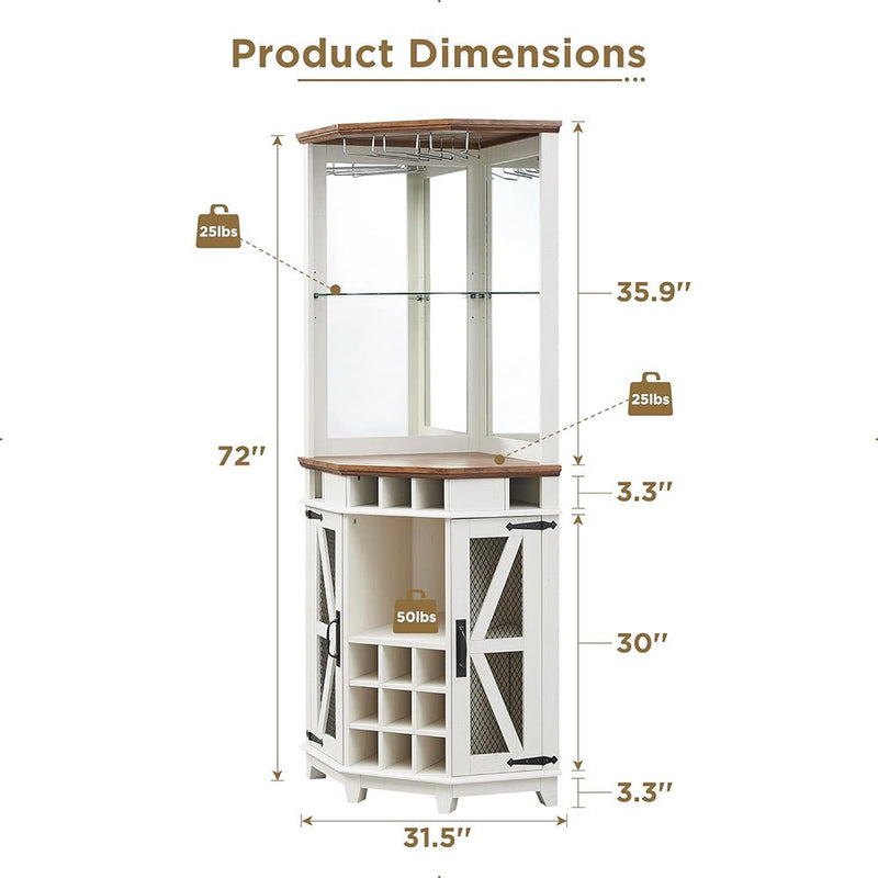 Premium Tall Corner Wine Bar Storage Cabinet W/ Bar Door And LED Lights, 72" (97316452) - SAKSBY.com - Entertainment Centers & TV Stands - SAKSBY.com