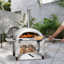 Premium Wood-Fired Stainless Steel Artisan Pizza Oven Maker With Wheels, 46 Inch (91537264) - Demonstration View