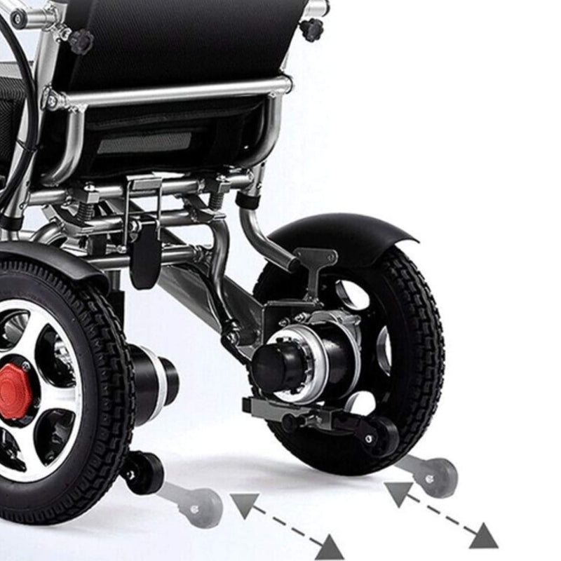 Pride E-7001 24V/12AH Heavy-Duty Electric Foldable Wheelchair W/ Damping System, 500W (SAK95206) - Saksby Wholesale - Break Design Details
