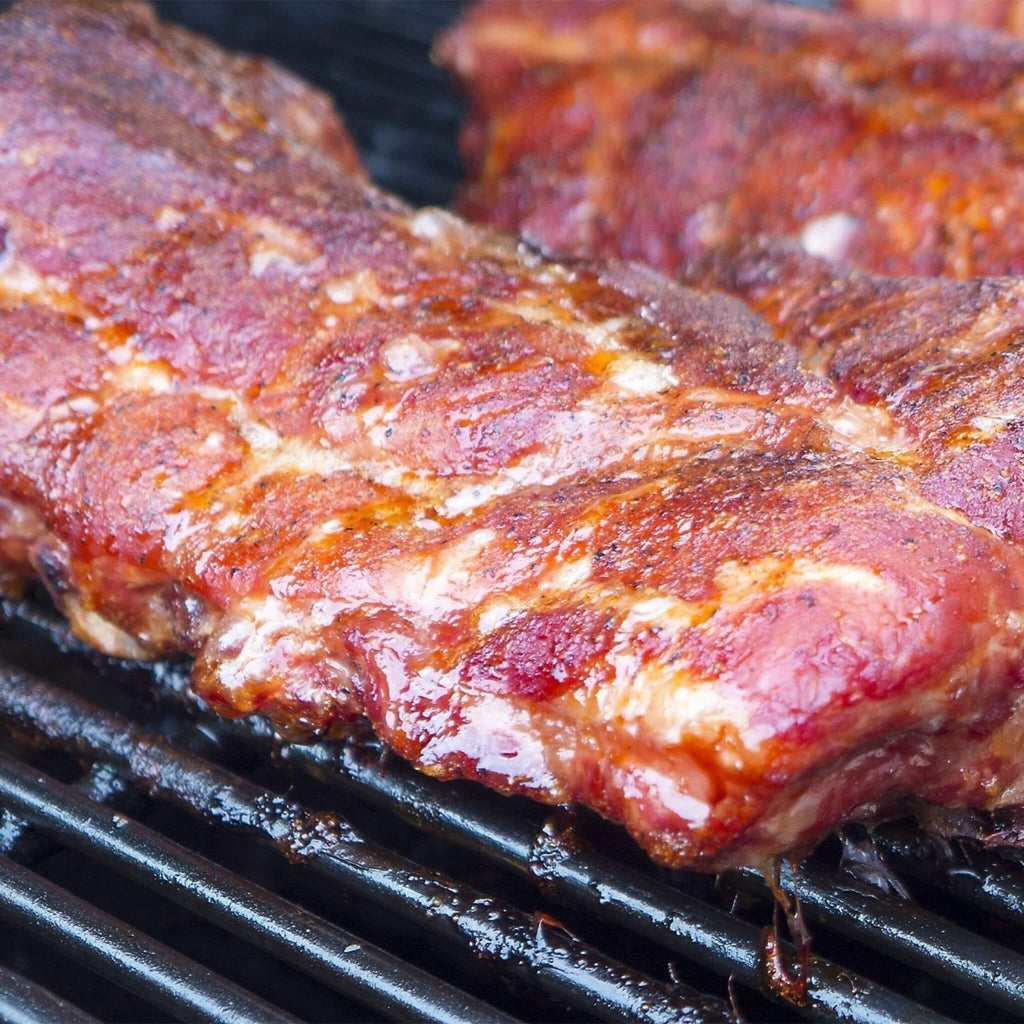 PRIMO All-In-One Oval Large 300 Ceramic Kamado Grill W/ Cradle, Side Shelves & Stainless Steel Grates -) Demonstration View