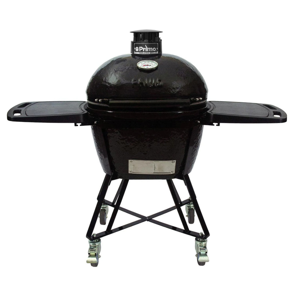 PRIMO All-In-One Oval Large 300 Ceramic Kamado Grill W/ Cradle, Side Shelves & Stainless Steel Grates - Zoom Parts View