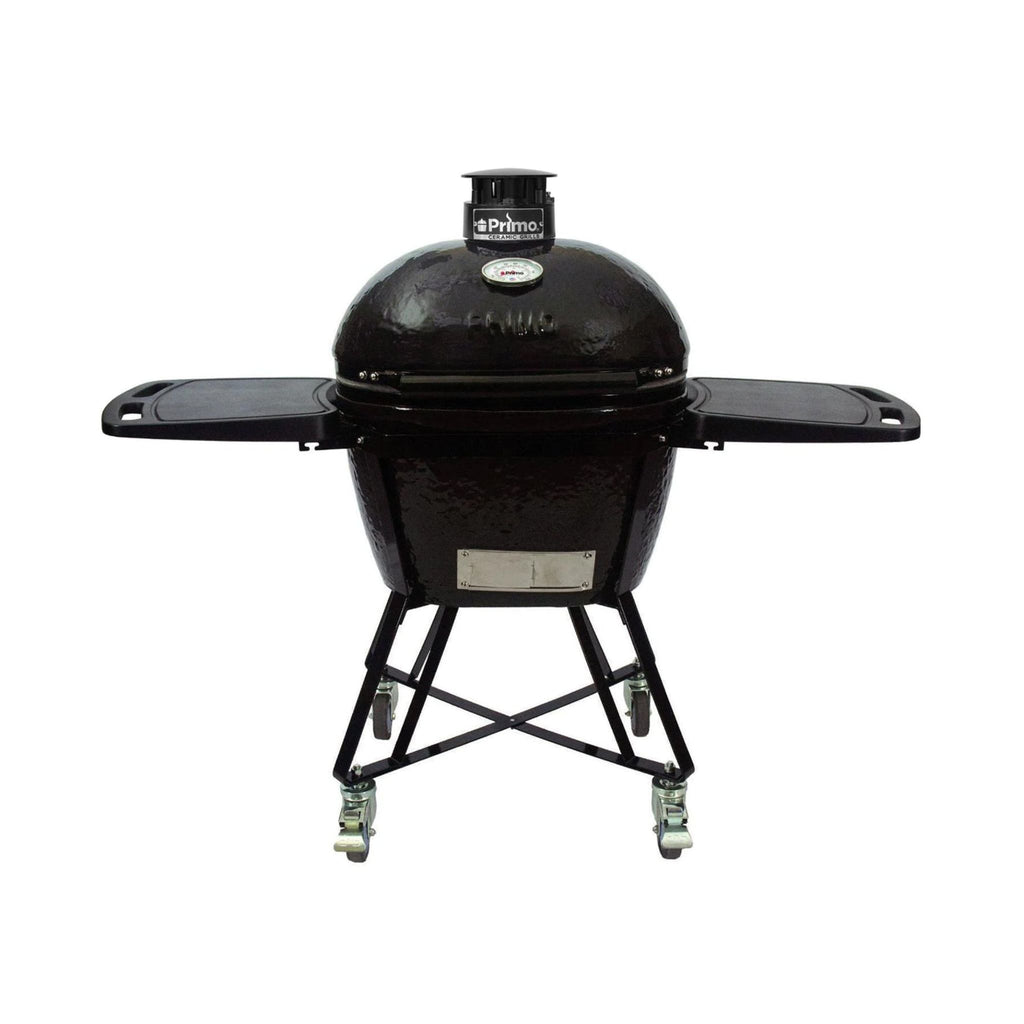 Primo Oval Large 300 All-In-One Ceramic Kamado Grill W/ Cradle, Side Shelves & Stainless Steel Grates [PGCLGC] (SAK21293) - Saksby Wholesale - Front View