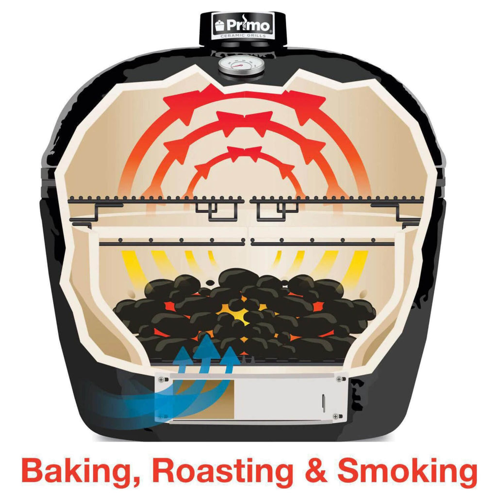 Primo Oval XL 400 Ceramic Kamado BBQ Grill W/ Stainless Steel Grates [PGCXLH] (SAK23100) - Saksby Wholesale - Types of Cooking