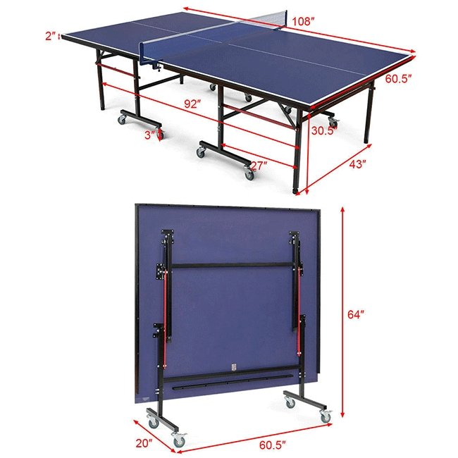 Professional Foldable Portable Modern Ping Pong Table Tennis Table, 9FT - SAKSBY.com - Table Tennis Tables - SAKSBY.com