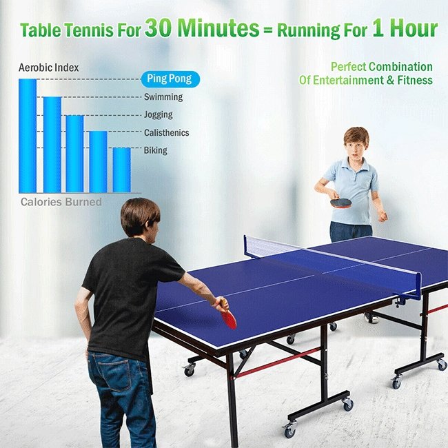 Professional Foldable Portable Modern Ping Pong Table Tennis Table, 9FT - SAKSBY.com - Table Tennis Tables - SAKSBY.com