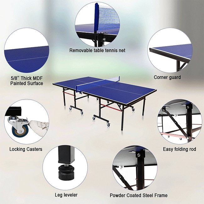 Professional Foldable Portable Modern Ping Pong Table Tennis Table, 9FT - SAKSBY.com - Table Tennis Tables - SAKSBY.com