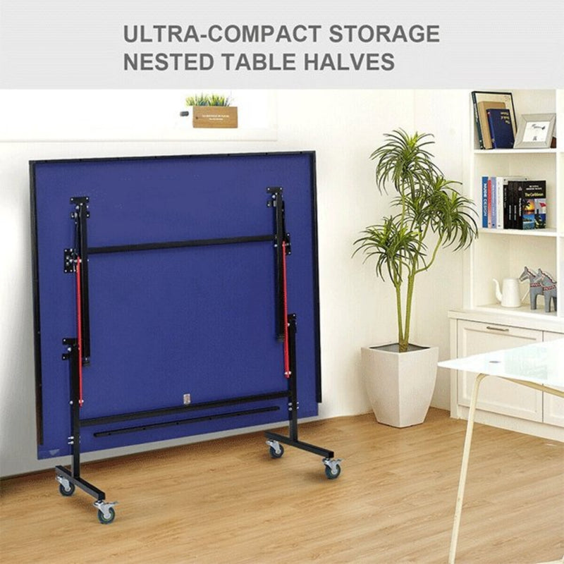 Professional Foldable Portable Modern Ping Pong Table Tennis Table, 9FT (SAK94310) - Saksby Wholesale - Compact Storage Design Details