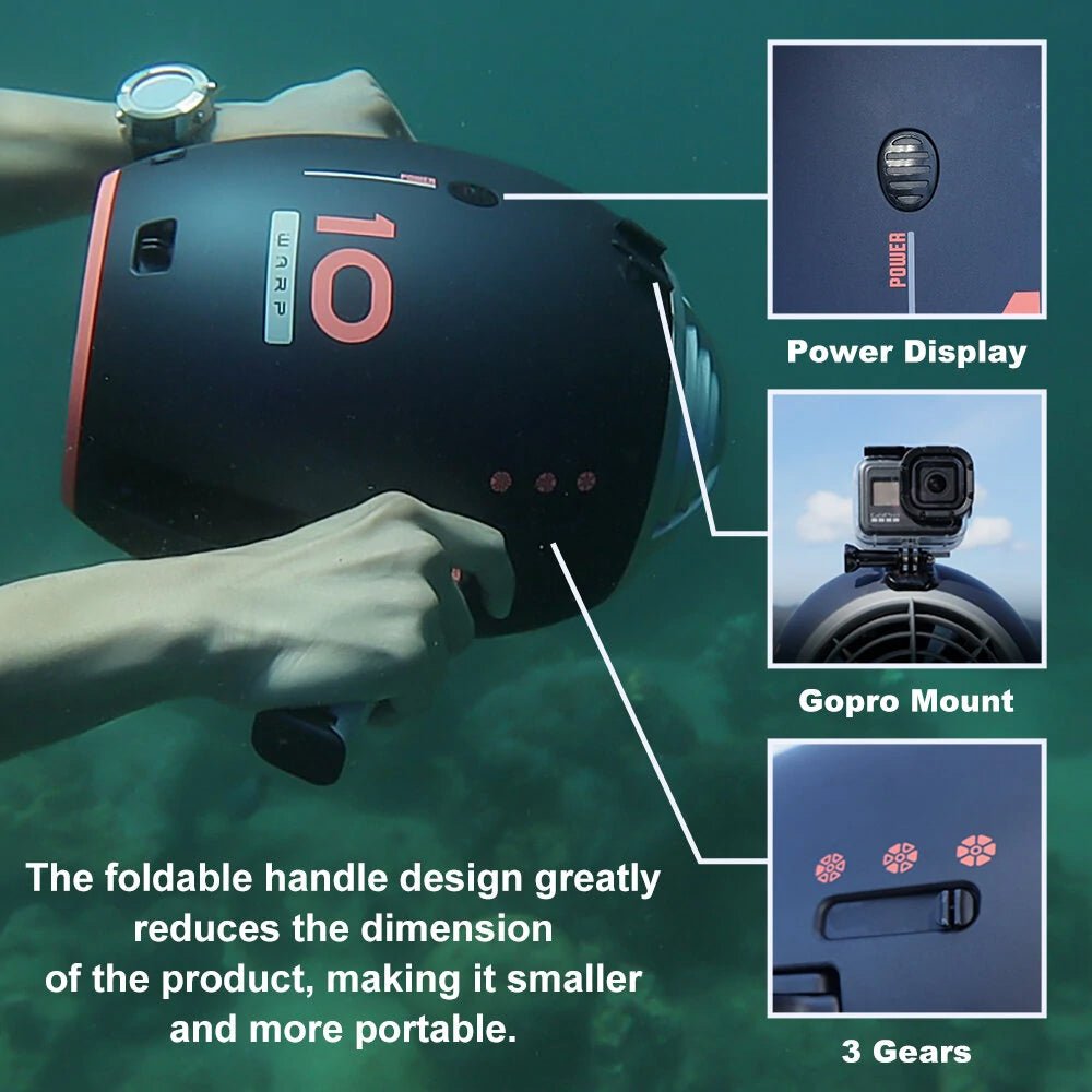 RBS WARP 10 630W 3-Speed Underwater Sea Scooter For Scuba Diving And Snorkeling (94185736) - SAKSBY.com - Sea Scooter - SAKSBY.com