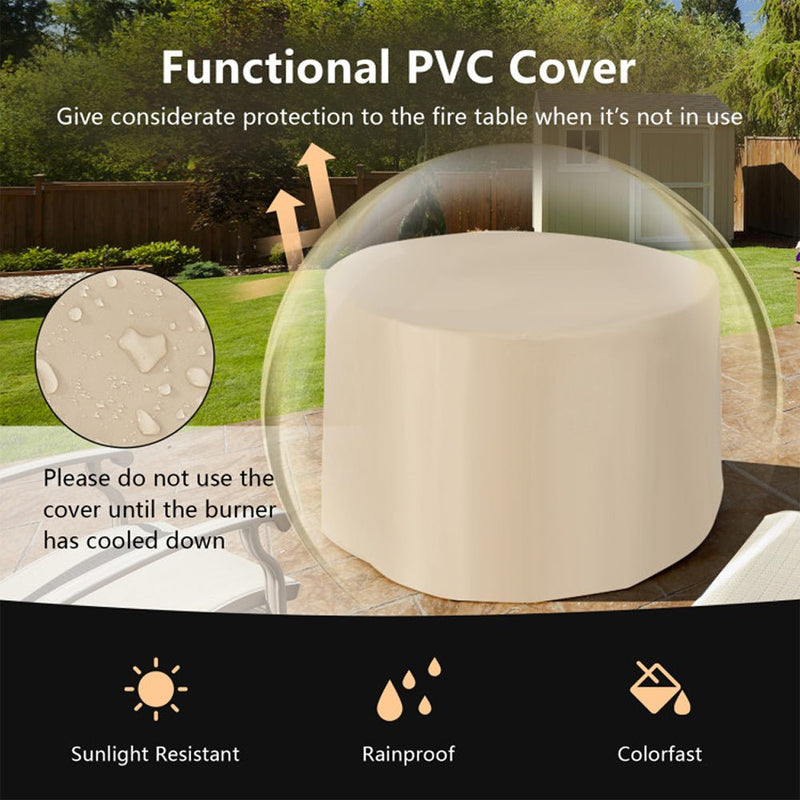Round 50000 BTU Concrete Propane Fire Pit Table With Lava Rocks & PVC Cover, 36" (91783645) - Demonstration View