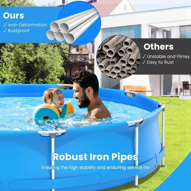 Round Above Ground Swimming Pool With Pool Cover, 12FT - SAKSBY.com - Swimming Pools - SAKSBY.com