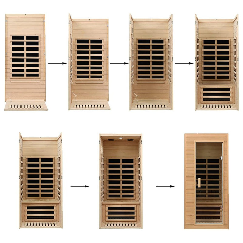 Single-Person Indoor Low EMF FAR Infrared Heat Hemlock Wood Personal Home Spa Sauna, 1200W (91827463) - Comparison View