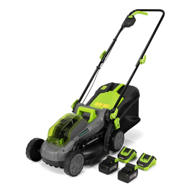 Small Electric Cordless Push Lawn Mower W/ Brushless Motor, 4Ah Battery & Charger - SAKSBY.com - Electric Lawn Mowers - SAKSBY.com